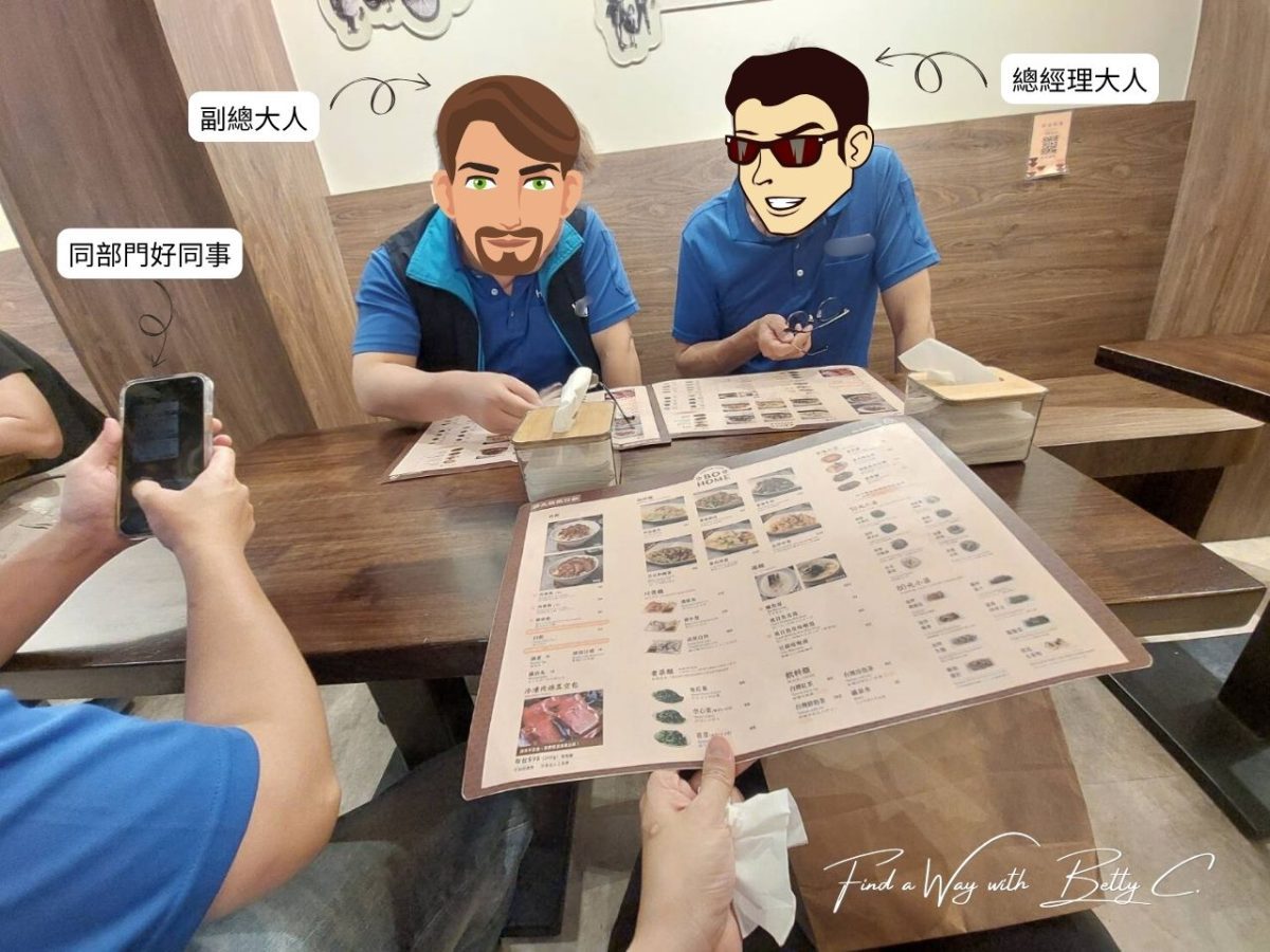 柏弘肉燥飯內用場景,同事們研究菜單準備點餐